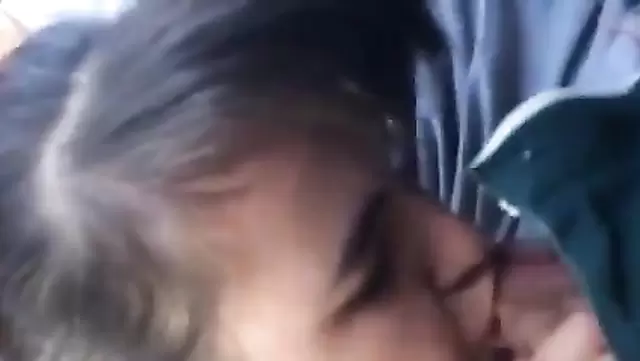Brunette giving a nice head to her friend's Tajik residence